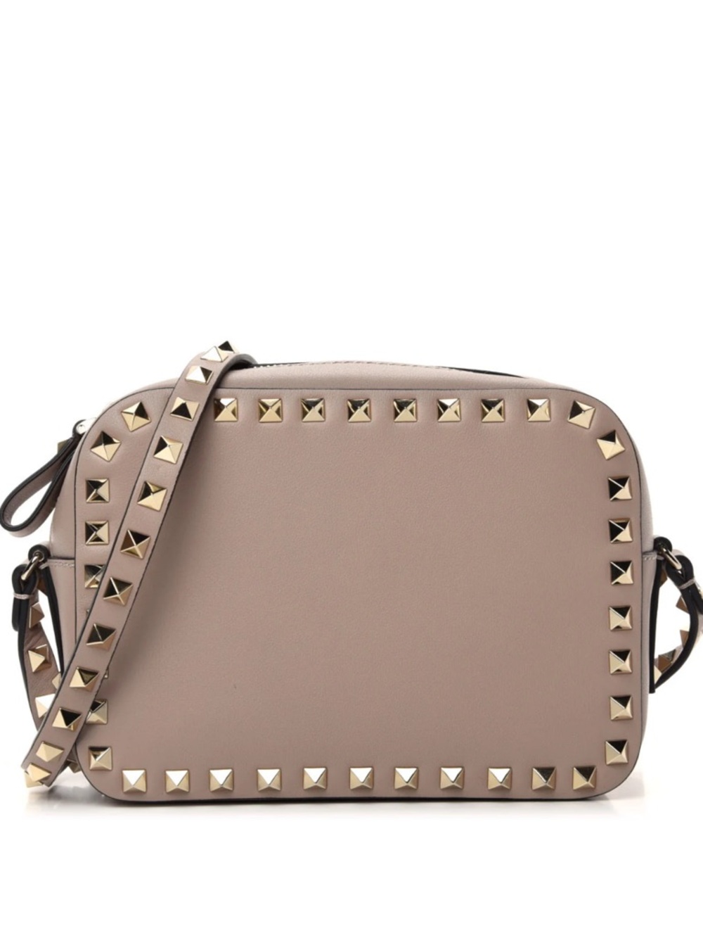 Valentino Garavani Calfskin Rockstud Camera Crossbody Bag in Poudre